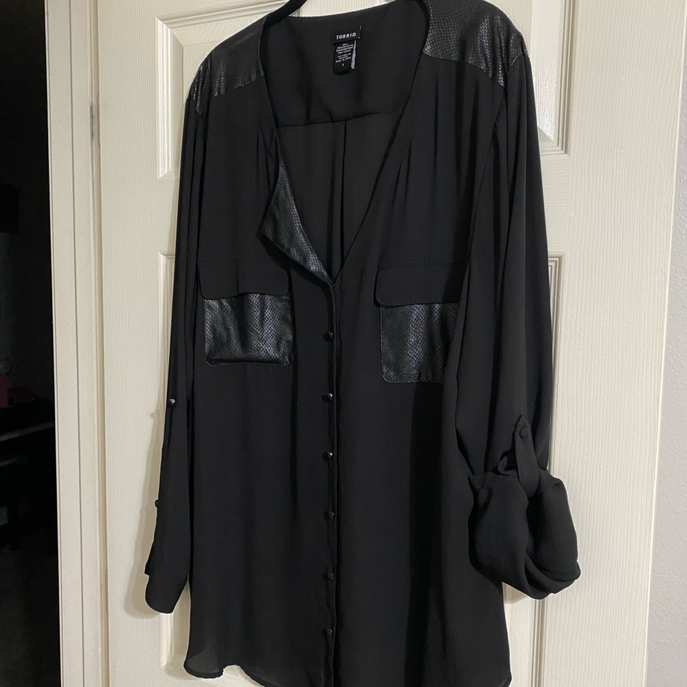 Torrid Black Snakeskin Blouse 4